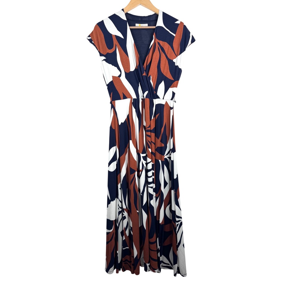 Boden Eleanor jersey Wrap Maxi Dress navy tropical‎ floral print 90s Y2K sz 4